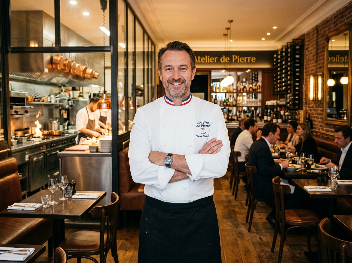 Chef restaurateur en cuisine