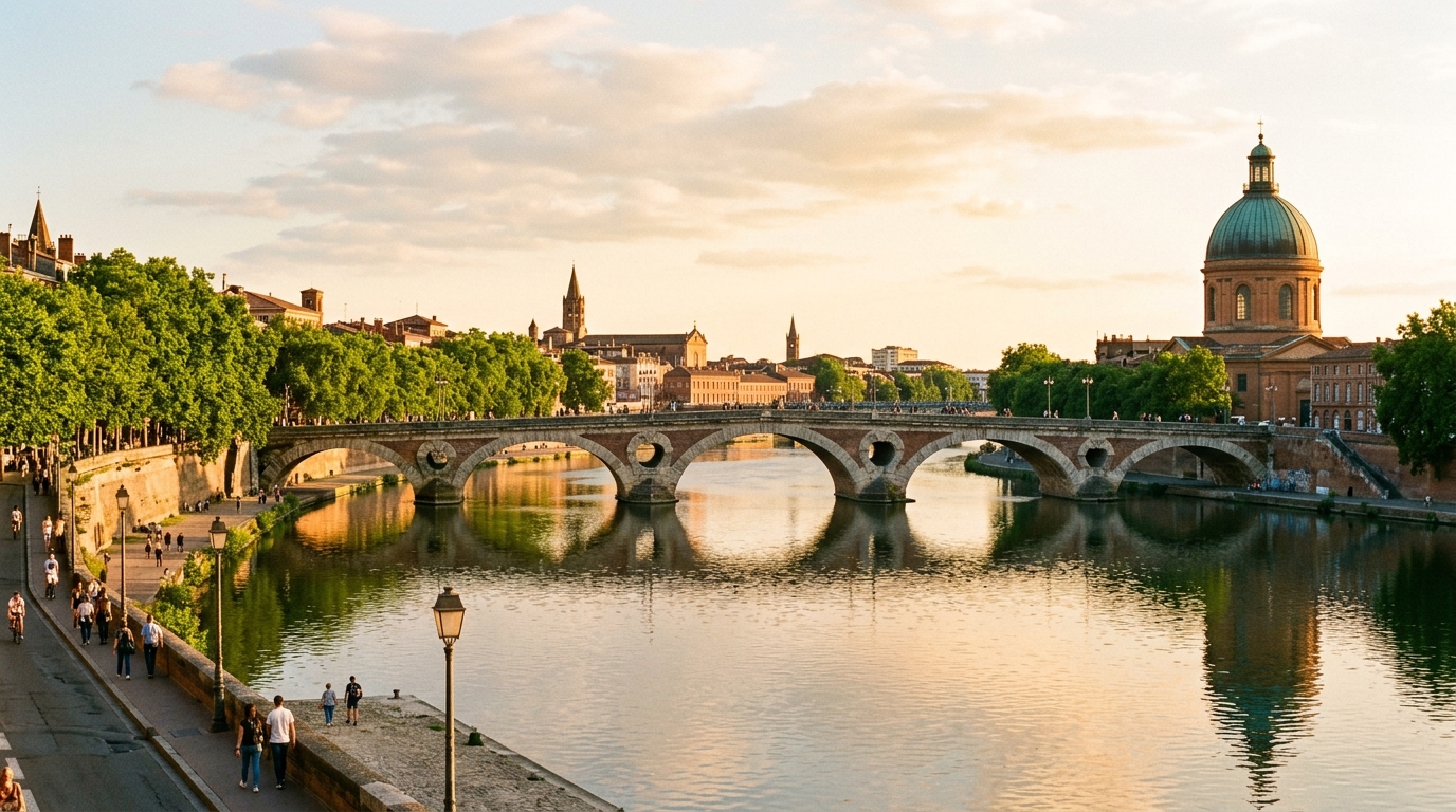 Vue de la Garonne et du Pont Neuf au centre de Toulouse, ancrage régional d'ExpertManager